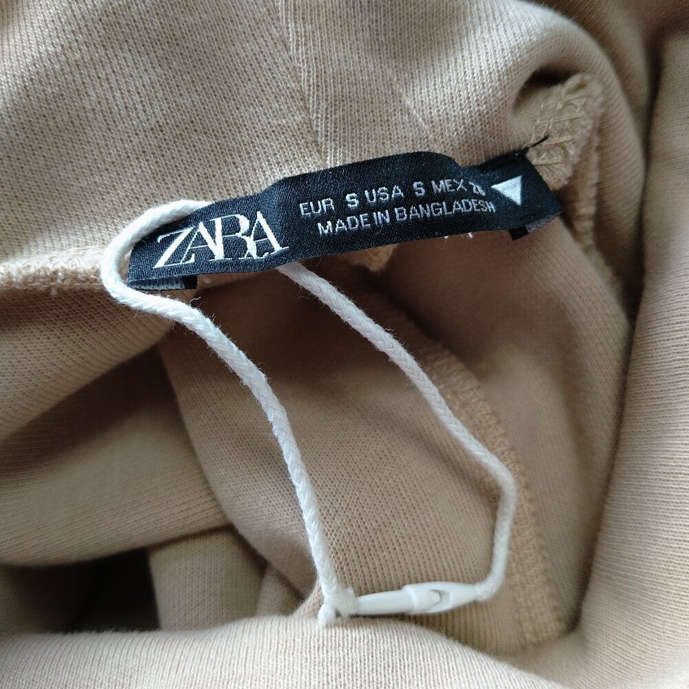 ZARA Women's Small 3/4 Sleeve Beige Turtleneck Dress Neutral Casual Classic NEW - Picture 2 of 7